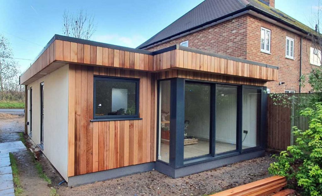 garden annexe with cedar cladding
