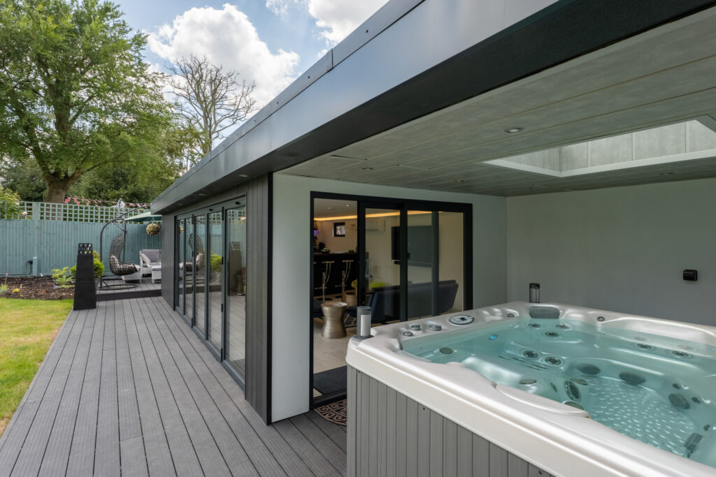 garden room with hot tub canopy